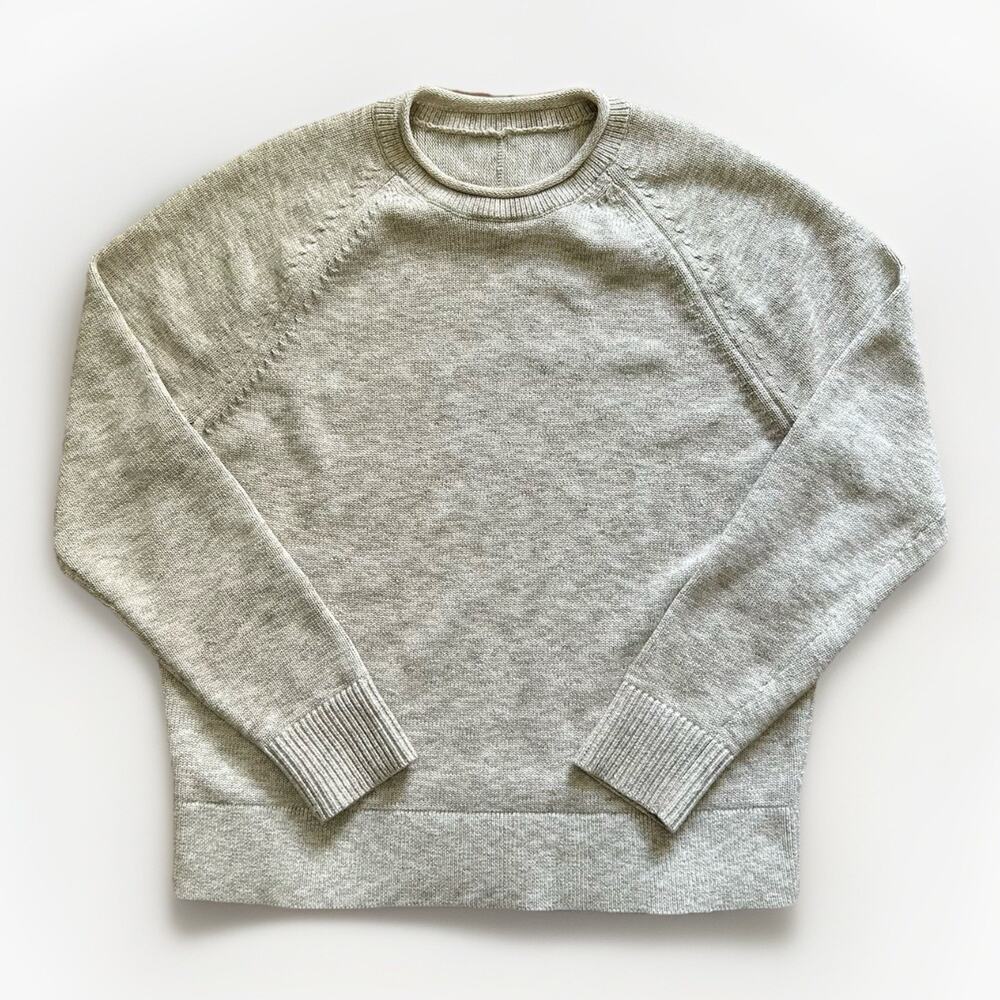 Lululemon Boxy Cotton-Blend Sweater Womens Med Heathered Beige Pullover Crewneck
